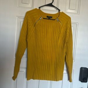 INC International Concepts Mustard Sweater with Zipper Details